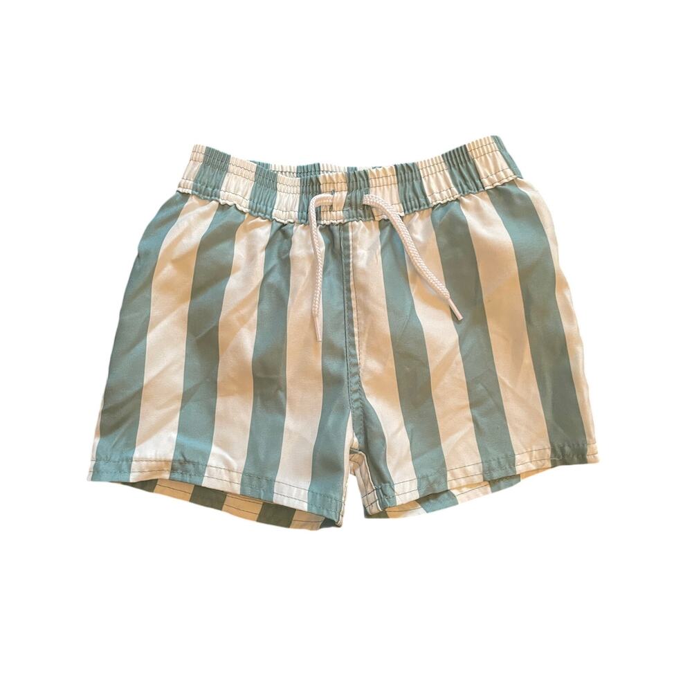 DILLARDS Classic Striped Green White Baby Boy Swim Shorts 6-9 Months Beachy
